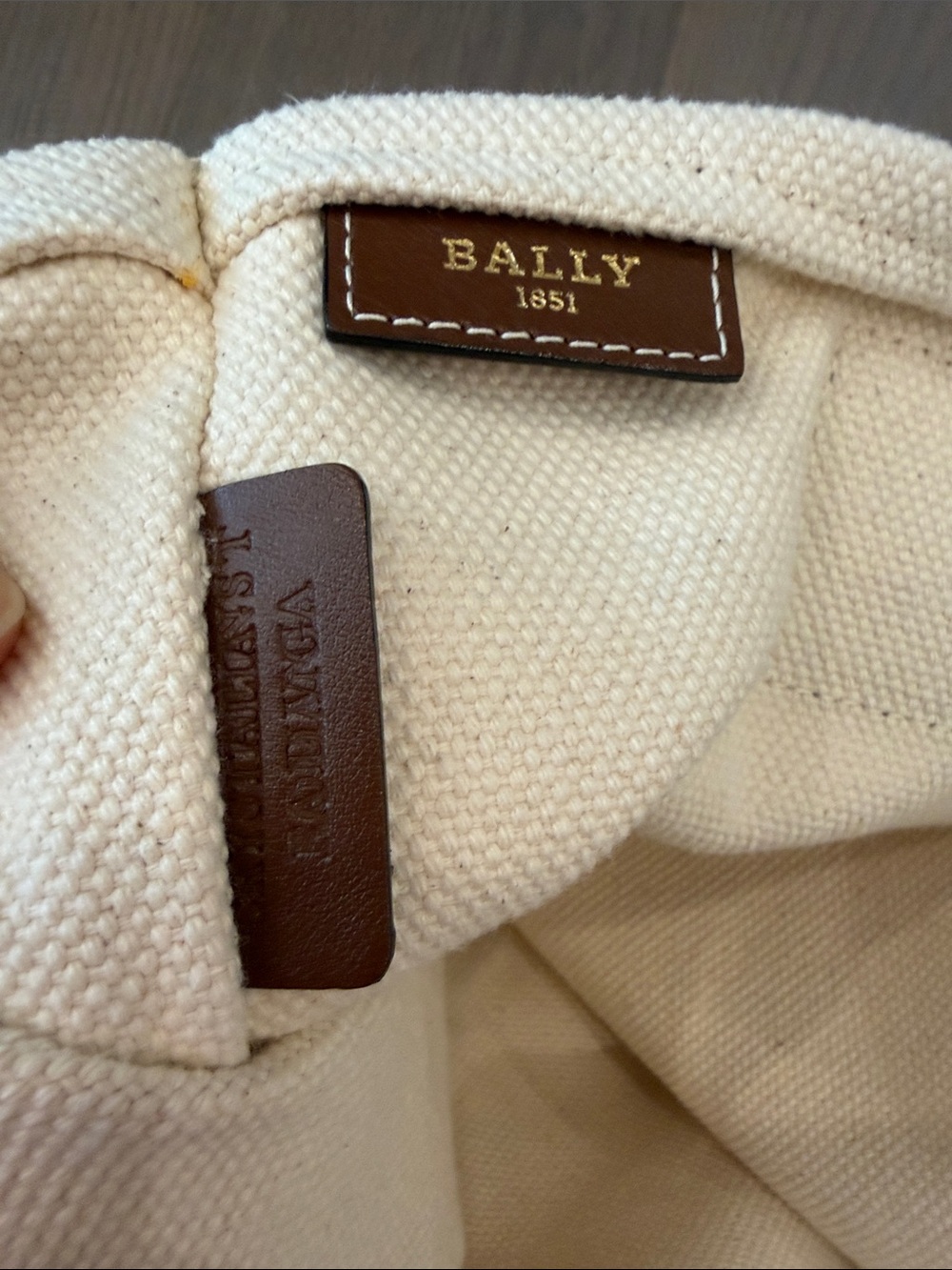 Bally Cream Canvas Tote with Brown Leather Accents - Picture 7 of 7